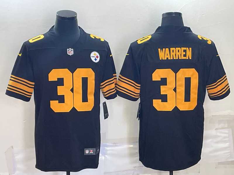 Mens Pittsburgh Steelers #30 Jaylen Warren Black Color Rush Stitched Jersey->pittsburgh steelers->NFL Jersey